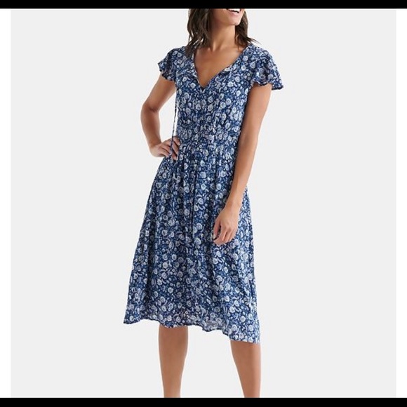 Lucky Brand Dresses & Skirts - Lucky Brand Olivia Floral-Print Shirred Dress XS